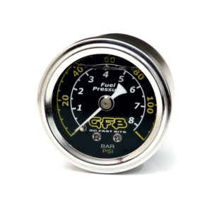 GFB Part Number 5730 fuel pressure gauge close up view of face