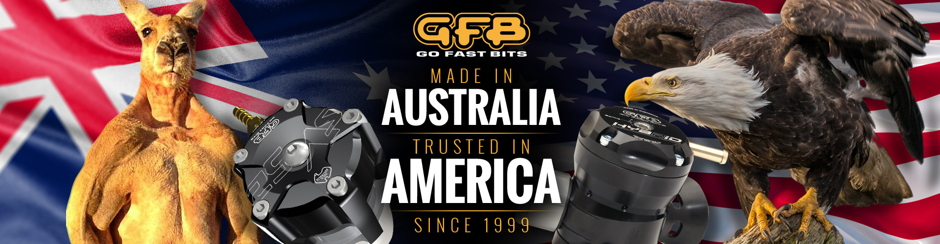 GFB Go Fast Bits kangaroo and eagle banner